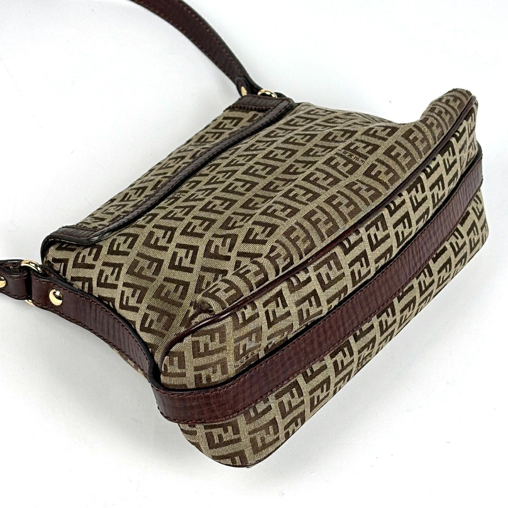 Fendi Brown Canvas Bag Zucchino Hobo Shoulder